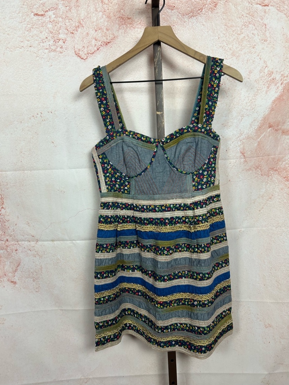 FREE PEOPLE New Romantics Ol' Oprey smocked dress size 10 M floral cottage beach - Picture 2 of 6